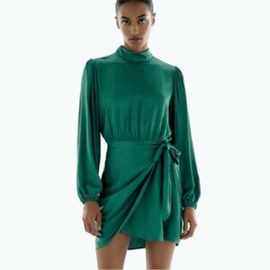 Zara Green Long Sleeve Dress